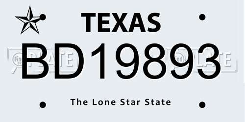 BD19893 Texas License Plate