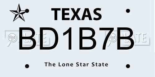 BD1B7B Texas License Plate