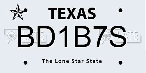 BD1B7S Texas License Plate