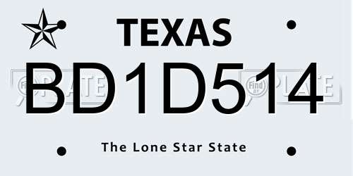BD1D514 Texas License Plate