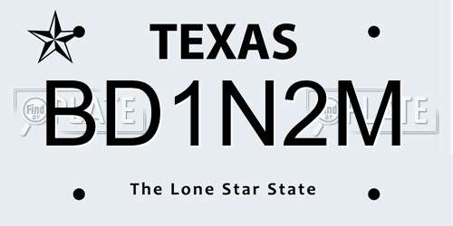 BD1N2M Texas License Plate