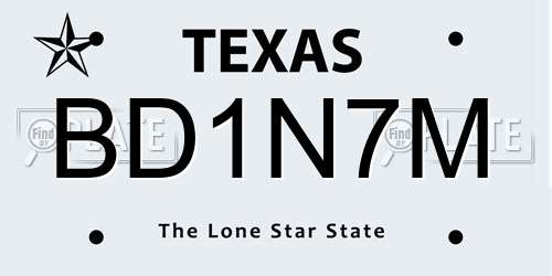 BD1N7M Texas License Plate