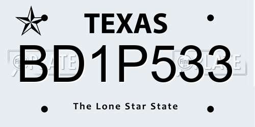 BD1P533 Texas License Plate
