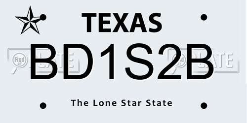 BD1S2B Texas License Plate