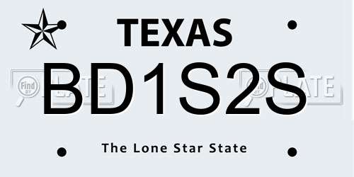 BD1S2S Texas License Plate
