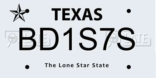 BD1S7S Texas License Plate