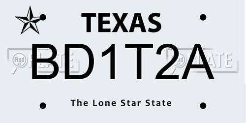 BD1T2A Texas License Plate