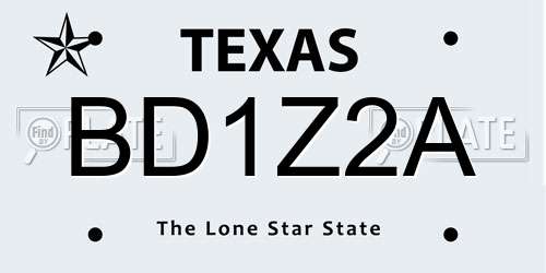 BD1Z2A Texas License Plate