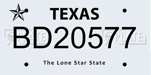 BD20577 Texas License Plate