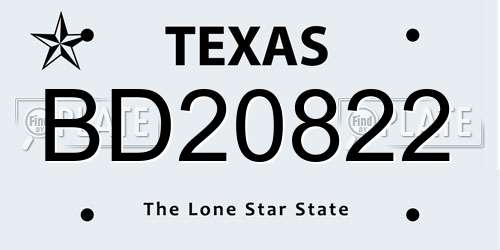 BD20822 Texas License Plate