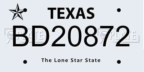 BD20872 Texas License Plate
