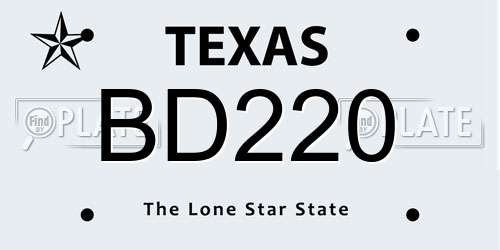 BD220 Texas License Plate