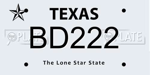 BD222 Texas License Plate