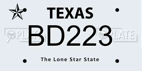 BD223 Texas License Plate