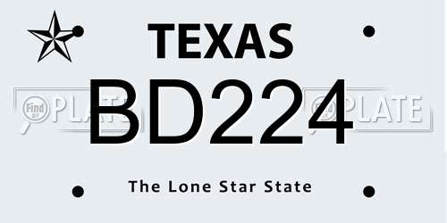 BD224 Texas License Plate