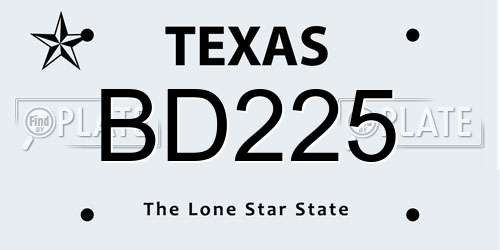 BD225 Texas License Plate