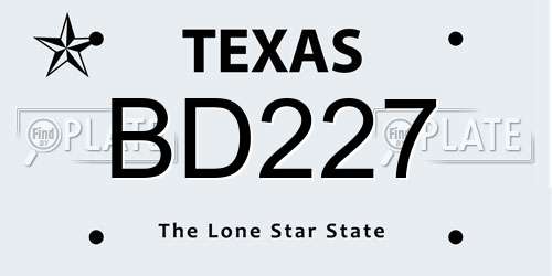 BD227 Texas License Plate