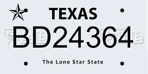 BD24364 Texas License Plate