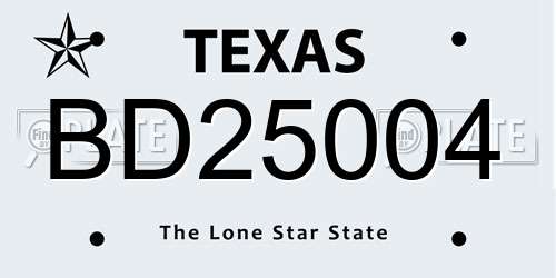 BD25004 Texas License Plate