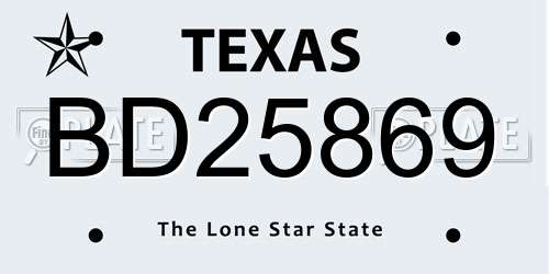 BD25869 Texas License Plate