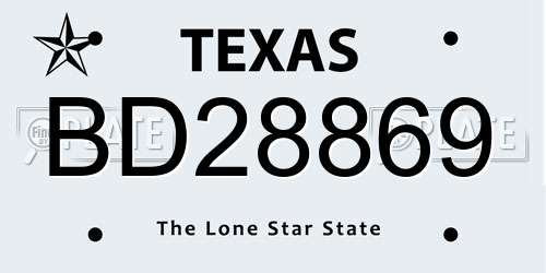 BD28869 Texas License Plate