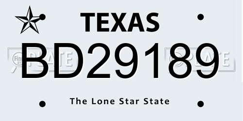 BD29189 Texas License Plate