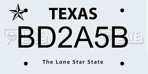 BD2A5B Texas License Plate