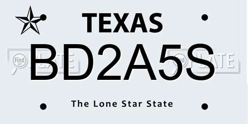 BD2A5S Texas License Plate