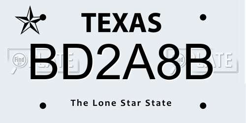 BD2A8B Texas License Plate