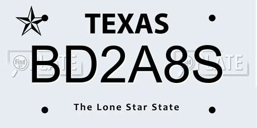 BD2A8S Texas License Plate