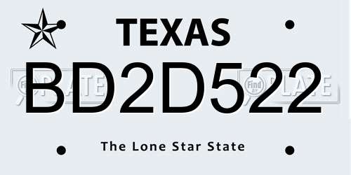 BD2D522 Texas License Plate