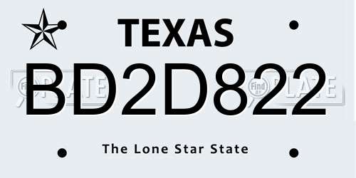 BD2D822 Texas License Plate