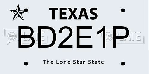 BD2E1P Texas License Plate
