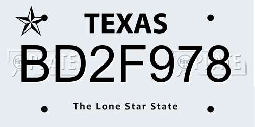 BD2F978 Texas License Plate