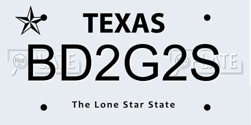 BD2G2S Texas License Plate