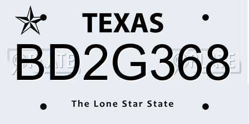 BD2G368 Texas License Plate