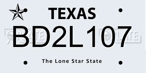 BD2L107 Texas License Plate