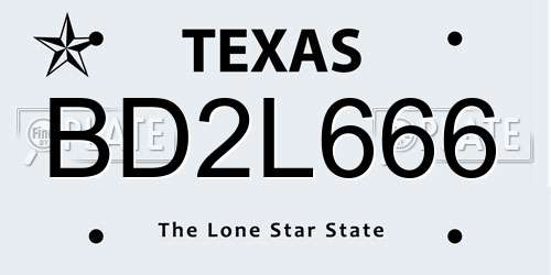 BD2L666 Texas License Plate