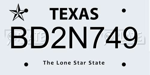 BD2N749 Texas License Plate