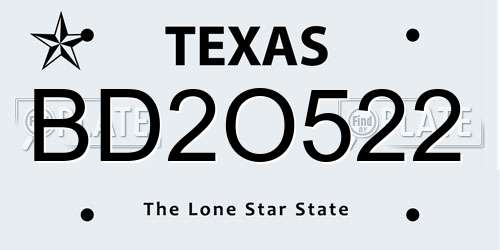 BD2O522 Texas License Plate