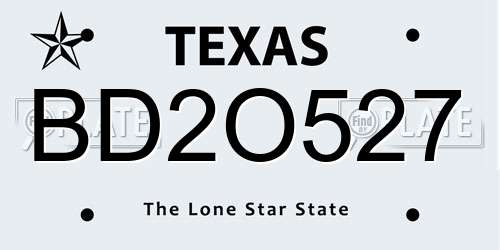 BD2O527 Texas License Plate