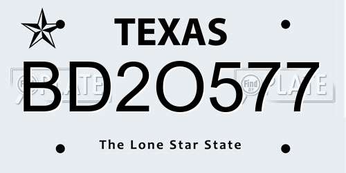 BD2O577 Texas License Plate
