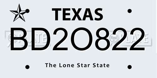 BD2O822 Texas License Plate