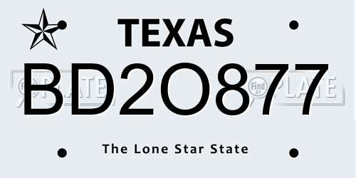 BD2O877 Texas License Plate