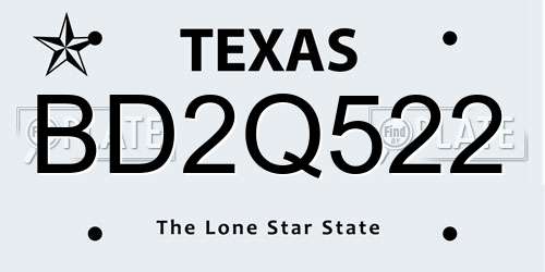 BD2Q522 Texas License Plate