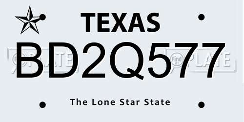 BD2Q577 Texas License Plate
