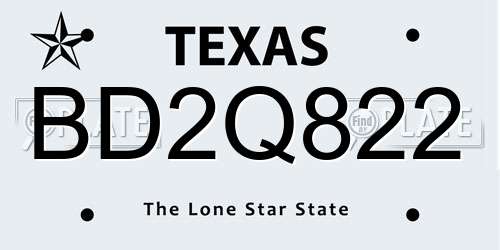 BD2Q822 Texas License Plate