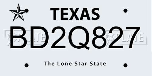 BD2Q827 Texas License Plate