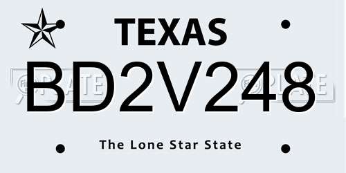 BD2V248 Texas License Plate