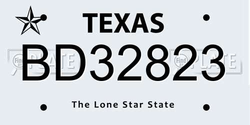 BD32823 Texas License Plate